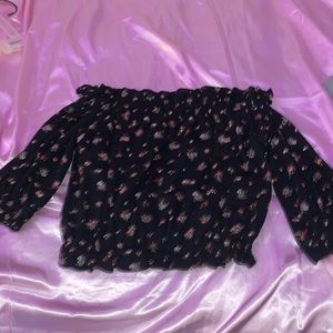 floral off the shoulder crop top